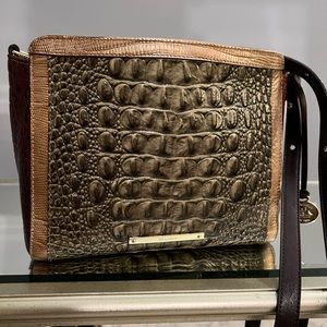 Brahmin Crossbody Beautiful Emerald Green with Dark Brown Border